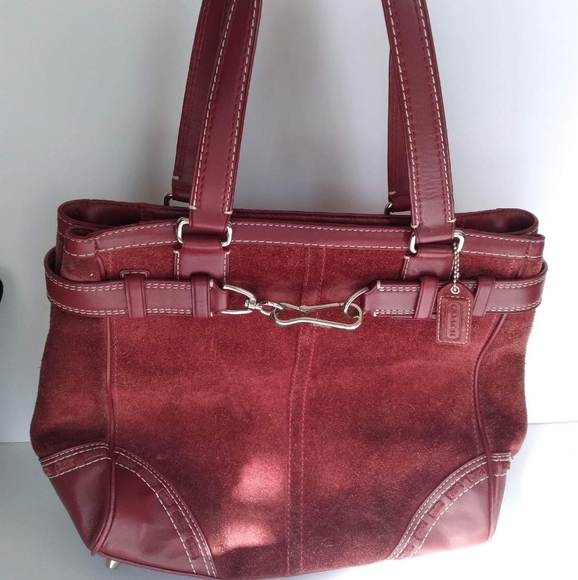 Coach Brick Red Suede Leather Handbag - Picture 1 of 3